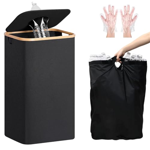 TEGOVE Cubos de basura de reciclaje,110 L,Contenedor para Recogida de Botellas y Vidrio,Bolsa con Tapa y Orificio Superior,para Papelera/Vidrio/Plástico/Casa/Cocina