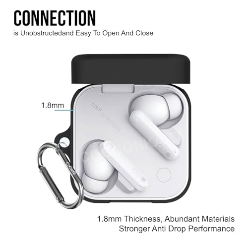 Image of Silicone Case Cover for CMF by Nothing Buds Pro 2 | Buds 2 | Buds 2 Plus with Cleaner Kit,Lanyard & 4 Pcs Cable Protectors (Black)