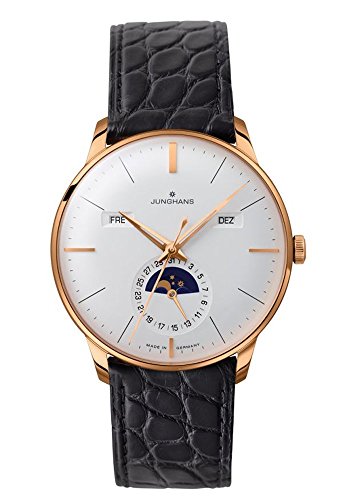 Preisvergleich Produktbild Junghans Armbanduhr Meister Kalender Automatik Rose Gold PVD Fall Oberfläche mattsilbern Zifferblatt Tag Datum Monat 027 / 7203.01