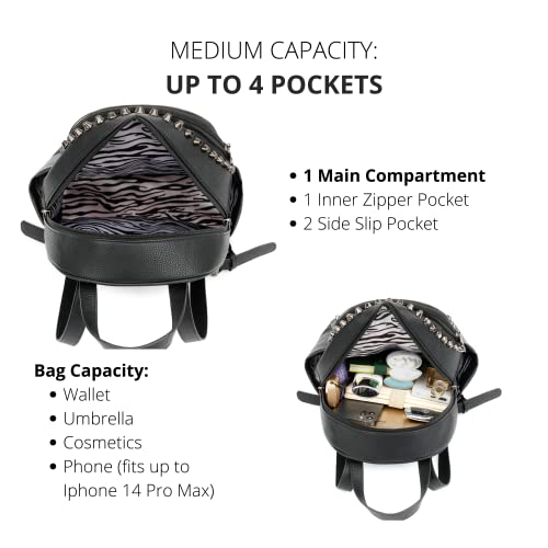 Scarleton Studded Skull Bag for Women, Vegan Leather Punk Rock Rivet Bag, Shoulder Bag H14174