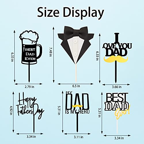 Lucleag 6 Pieces Happy Father's Day Cake Decorations, Happy Father's Day Cupcake Toppers, Happy Father's Day Cake Toppers Decorations, Cake Cupcake Toppers For Father's Day Birthday Party Supplies #TOP6