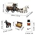 Western Cowboy Building Block Set, Compatible with Lego 77012 Set, 12 Cow Boy Figures & Gun Accessories, Dark Wild West Horse, White Carriage with Golden Bars & Coins, Gold Robbery