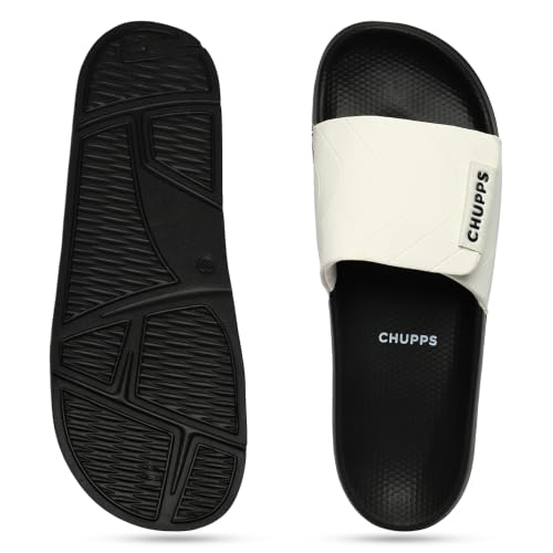 Image of CHUPPS Flow Black & Black Drift Orthopedic Slippers | Soft Footpharma Footbed | Breathable Ventilation Holes | Lightweight Flip Flops | Anti-Skid Chappals for Everyday For Mens