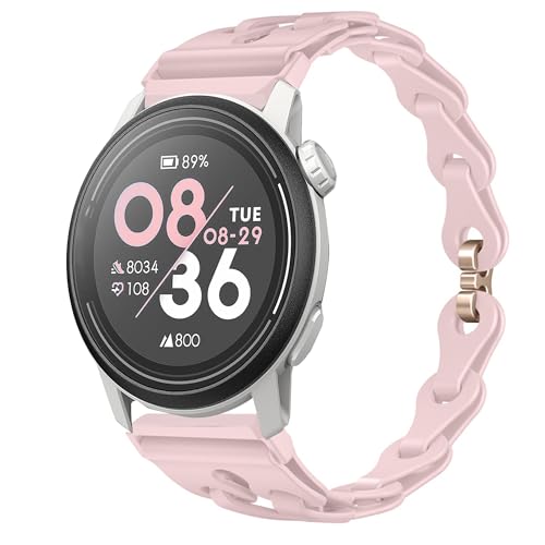 Blueshaweu 20mm 22mm 24mm Damen Armband Kompatibel Für COROS uhr, Schlank Einkettiges Elegant Silikon Uhrenarmband Kompatibel mit COROS APEX Pro/2/2 Pro/42mm/46mm/4 42mm/4 46mm,NOMAD (Rosa, 22mm)