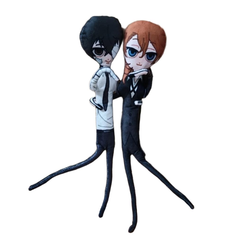 Xinchangda 2PCS BSD Dazai Osamu/Nakahara Chuuya Plush Figurine Anime Dazai Osamu Plush 35cm Funny Soft Padded Figure Active Joint Figure Decoration Gift