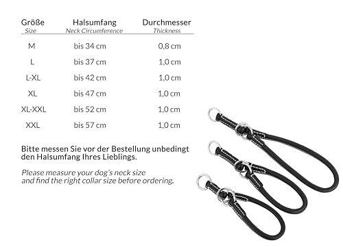 Schnüffelfreunde Zugstopp Hundehalsband aus Leder I Erziehungshalsband I Dressurhalsband I Lederhalsband Hund (L - bis 37cm, Schwarz)