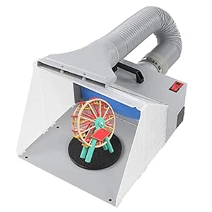 Airbrush spuitcabine geleid met afzuigventilator, draagbare airbrush spuitcabine kit recirculatie met draaitafel en filterslang, voor modelkleuring, touch-up verf, taart, spuitverf