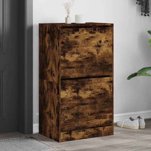 Snsowed Mueble zapatero 2 cajones abatibles roble ahumado 60x42x108 cm, Zapatero Entrada Recibidor, Zapatero Estrecho, Armario Zapatero - 3214389