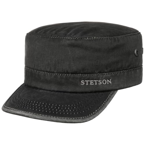 Stetson Datto Armycap Baumwollmix Uni einfarbig Herren Herbst Winter schwarz L (58-59 cm)