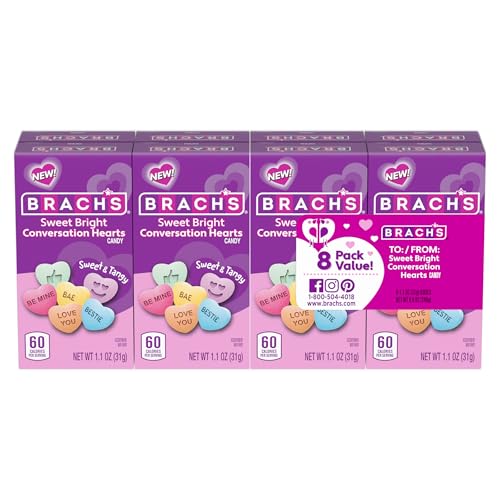 Brach's Valentines Sweet Bright Conversation Hearts, Hard Candy, 1.1 oz