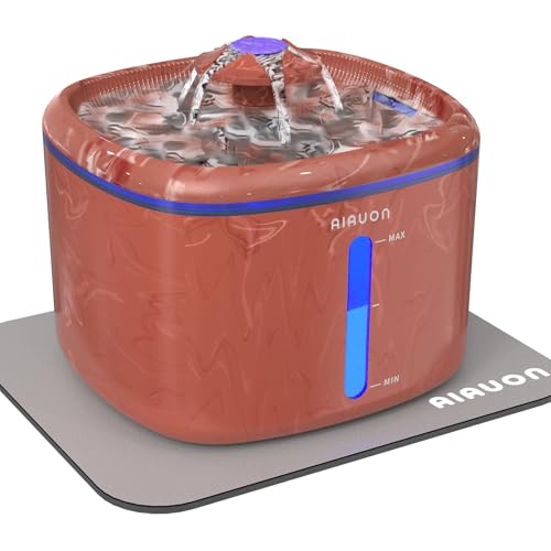 84oz/2.5L Automatic Cat Water Fountain, Quiet Circulating Pet Water Dispenser with 2 Replacement Filters & Triple Filtration System - for Cats, Dogs, Multiple Pets, Indoor Use-TWCP02