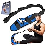 DMoose足底腱膜炎用カーフ&フットストレッチャー-腱炎用ハムストリングストレッチャーストレッ チングストラップ、痛み緩和用靱帯ストレッチングレッグストレッチャーベルト、ダンサーとヨガ ブルー