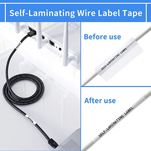Compatible M21-750-427 Self-Laminating Wire Wrap Brady Labels for Vinyl Patch Panel and Cable Labeling,Work with BMP21-PLUS,BMP21-LAB and IDPAL Label Printer,0.75 Inch Width,Black on White, 2-Pack - Thumbnail 6