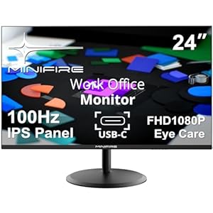 Minifire 24 Inch Monitor, USB Type-C Port, 100Hz,Eye-Care for Business and Office, Ultrathin Bezel, FHD 1080P Computer Monitor PC Screen, FlickerFree, Lowblue Mode, Anti Glare, HDMI Port(24X3AC)