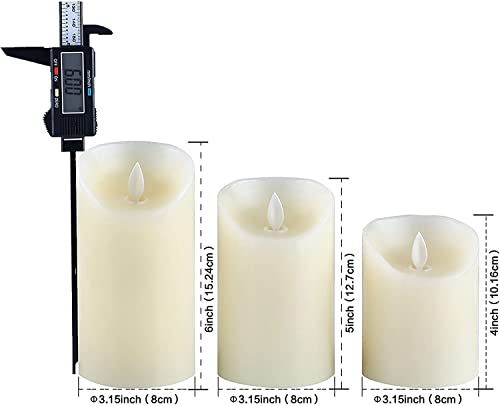 Image of LTETTES Flameless LED Pillar Candles | Flickering Flame Effect with Realistic Faux Wick | Battery Operated with Remote Control | Elegant Home Decor | Set of 3 | Sizes: 3 inchx4 inch, 3 inchx5 inch, 3 inchx6 inch