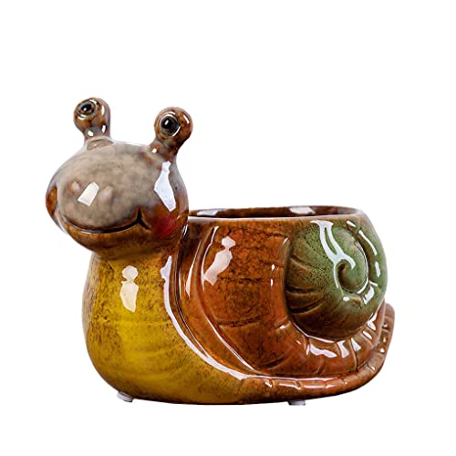 WAIT FLY Cute Animal Ceramic Flower Pot Succulent Planter-Snail