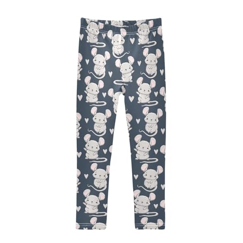 Girls Basic Leggings Baby Girls Pants Cute Mouse Heart Soft Footless Stretchy Tights Pants 4-10Y