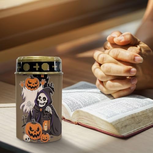 Image of Poceacles Solar Lights Outdoor Grave Candle for Cemetery Decoration Solar Outdoor Lights for Garden Lawn Backyard Pathway Halloween Decor, Pumpkin Skull Brown, Pack of 6