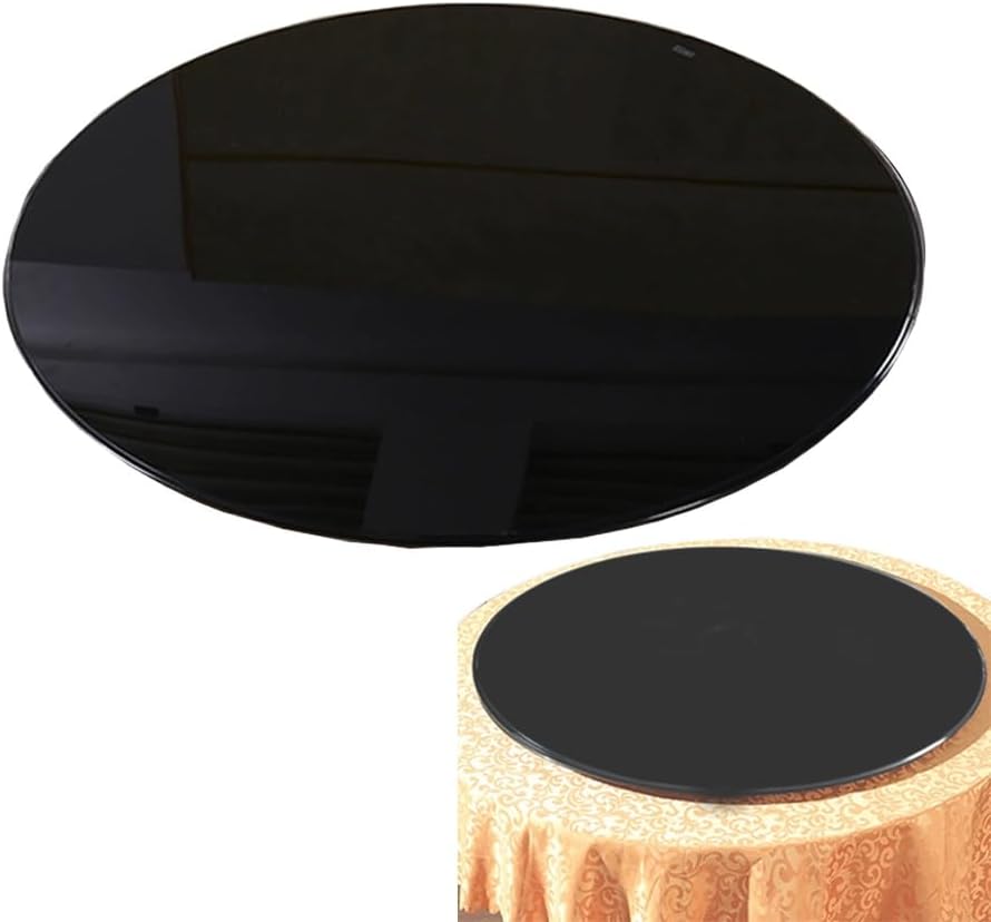 Black Glass Table Top 15in - 32in Round Glass Tabletop 1/4" Thick Tempered Beveled Edge, Premium Round Replacement Top for Patio, Garden, Office, Dining Table(15in/38cm)