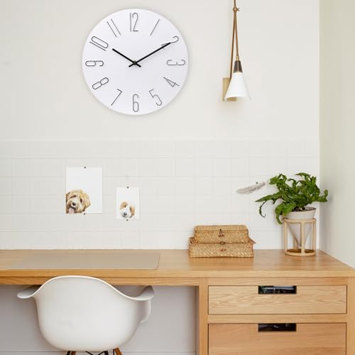 12 Inch Modern White Woodgrain Wall Clock product