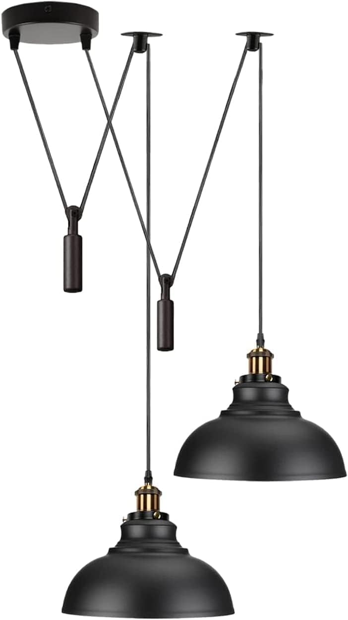 DC VOLTAGE Lampada a Sospensione Moderna a 2 Teste Con Paralume a Cupola In Metallo Facile da Montare Cavo Regolabile da 29 cm Con Base E27 Ideale Per Ufficio Soggiorno Ristorante Sala da Pranzo