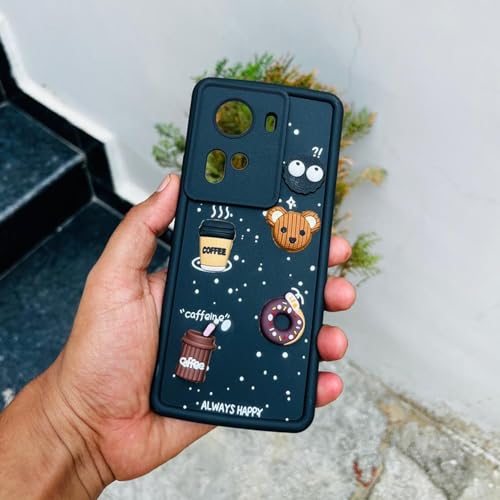 Image of Pikkme Back Cover for Oppo Reno 11 5G | Cute Fun Cartoon 3D Bear Silicone Full Body Protection Bumper Case (Black)