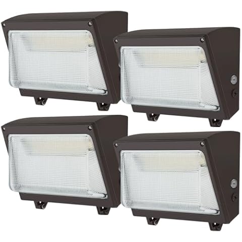 Xbuyee 120W LED Wall Pack Light, 120W/100W/80W Switchable, 3000K/4000K/5000K Selectable, 15600lm 120-277V IP65 0-10V Dimmable, Dusk-to-Dawn Outdoor Lighting Fixture, Exterior Wall Lights, ETL 4-Pack Cover