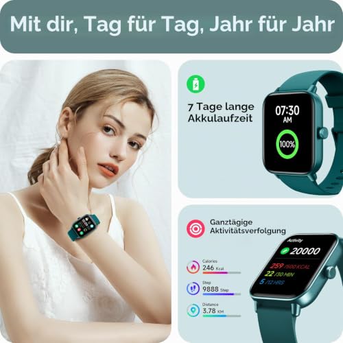 Smartwatch Herren Damen mit Telefonfunktion,1.8" Smart Watch Fitnessuhr mit Whatsapp und Alexa,Herzfrequenz Schlafmonitor… – Ansicht 4