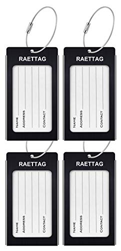 Image of Luggage Tags Metal Suitcase Tags Travel Bag ID Identifier Luggage Tag (Black 4Pack)