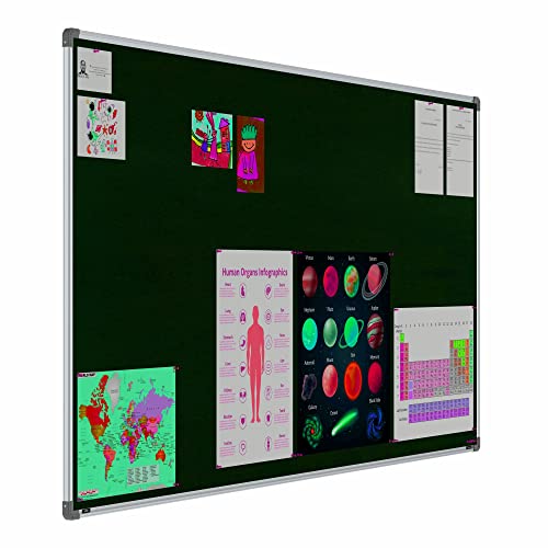 Image of Scholar Art Metis 4x8 Feet Fabric Pin-up Display Board for Office, Home & School | High Strength Velvet Cloth + High Density Soft Board for Pinning Photos, Sticky Notes & Reminders (Dark Green)