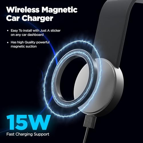 Image of Car Mount Wireless Charger Powerful Magnetic Hold Compatible with All iPhones, Android Flexible & Bendable Mobile Stand & Fast Charger