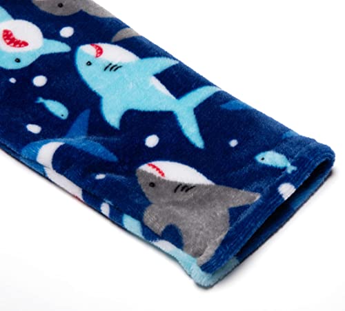Ainibab Toddler Kids Cartoon Hooded Plush Robe Animal Pajamas Fleece Bathrobe Children Sleepwear (2T, Blue Shark Robe) #TOP3