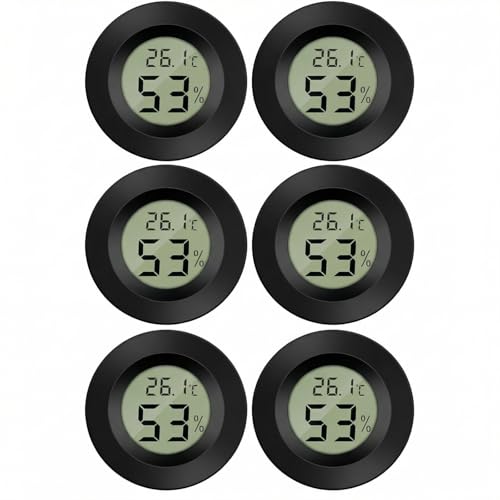 CNMTCCO Thermometer, 6 Stück Hygrometer Innen mit LCD | ℃/℉ Verstellbar,für Babyzimmer Office Wohnzimmer Gewächshaus Lager Keller...