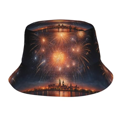 Bucket Hat Brillante Lluvia De Fuegos Artificiales Protección UV Sombrero De Cubo Moda Gorro Safari para Pesca Mujer Camping