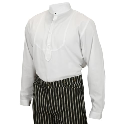 Historical Emporium Men's Stand Collar Convert. Stud/Cuff Cotton Dress Shirt, Victorian Edwardian Formal Reenactment2