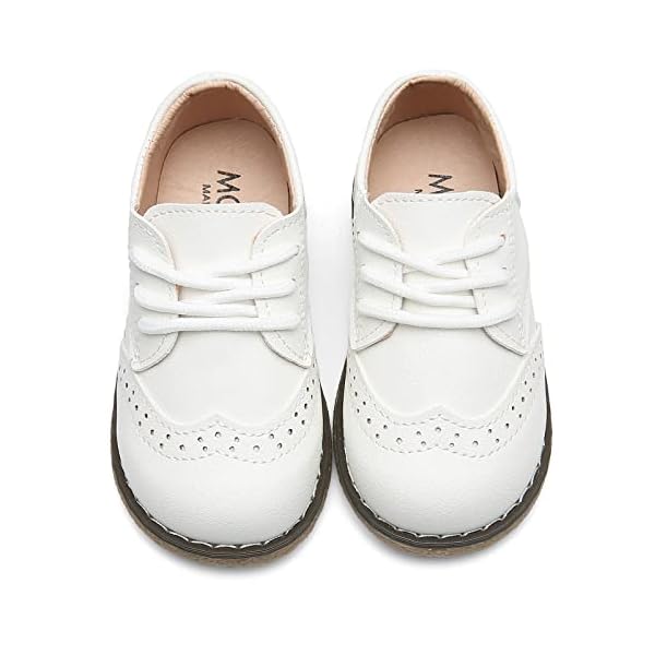DADAWEN Boy's Girl's Classic Lace-Up School Uniform Oxford Comfort Dress Shoes Loafer Flats (Toddler/Little Kid), White, 9 Toddler - Image 3