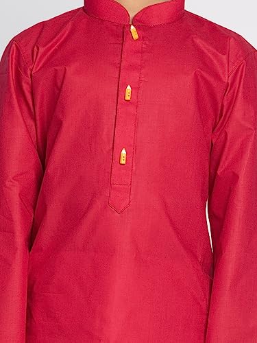 Image of JBN Creation Boys Boys' Maroon Cotton Blend Kurta Pyjama and cap Set
