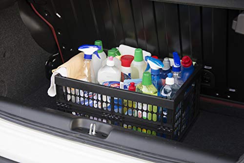 Grizzly Klappbox 4 er Set - faltbar aus Kunststoff - Einkaufskiste klappbar und stapelbar 32L schwarz