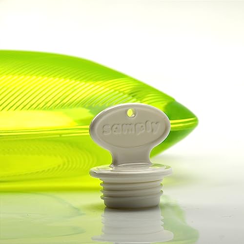 Image of Samply Hot Water Bottle- 2 Liter Water Bag with Knitted Cover, Transparent Green