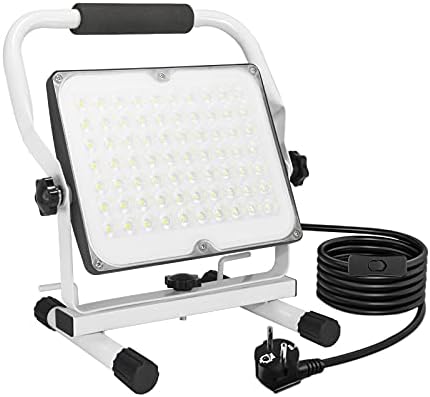 60W LED Work Mild, 6000LM Transportable LED Phrase Mild, 6000K Daylight White IP66 Waterproof Safety Lighting，16ft/5m Wire with Plug Adjustable Flood Lamp for Workshop, Storage, Development Web site