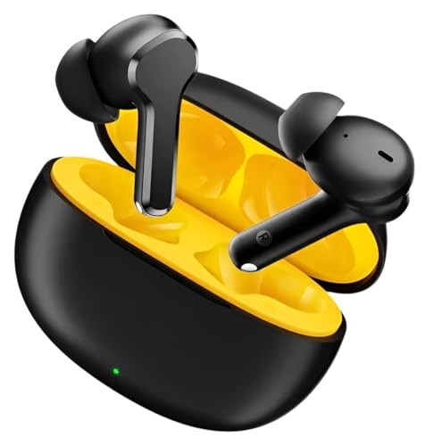 Image of Compatible with Realme T200 Lite TWS Headphones, Quad Mic, Google Fast Pair, BT 5.3, Clear Calls (Volt Black)