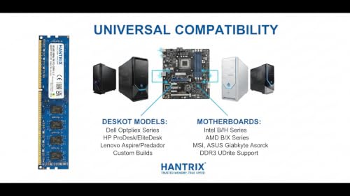 Image of 4GB DDR3L 1600MHz Desktop RAM PC3L-12800U 240-Pin DIMM Memory Module | 1.35V Low Voltage Dual Rank 1Rx8 Desktop Upgrade | Intel & AMD Motherboard Compatible | 3-Year Warranty