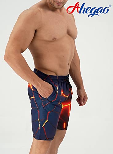 Mens 3D Swim Trunks For Man Red Flame Fire Beach Cool Board Shorts 90S Boys Quick Qry Swimming Pants With Drawstring Novelty Design Male Novelty Slim Fit Fashion Pants Party Clothing, M #TOP3