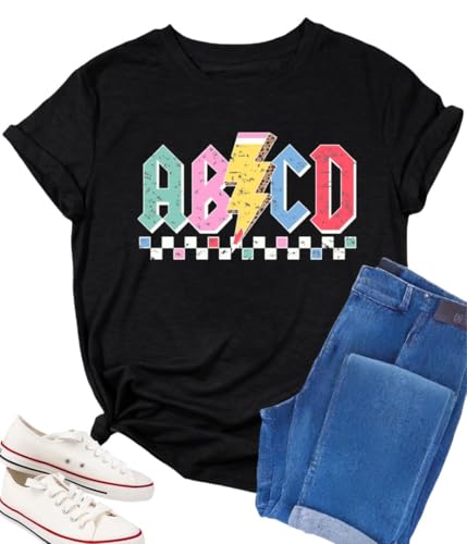 Teacher Shirts Women Teacher Life Shirt Funny Teacher Graphic Tees Vintage Teacher Gifts Teach Casual Summer Tops