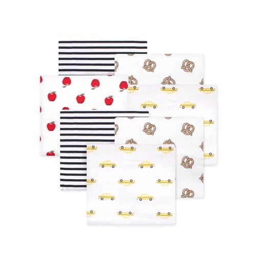 Image of Little Treasure Hudson Baby Cotton Poly Flannel Receiving Blankets Multipack, Yellow NYC, 30x30 inches