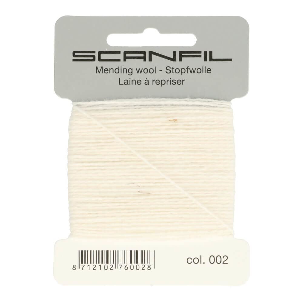 WHITE Scanfil Thread for Darning & Mending - 55% Wool 45% Nylon 15 Metres
