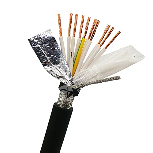 Davitu Wires & Cables - Shielded Towline Wire 10 core 0.3, 0.5 mm² High Flexibility TRVVP Drag Chain Cable 5m (22,20 AWG) - (Length: 5m, Specification: 10 core 0.3mm2)