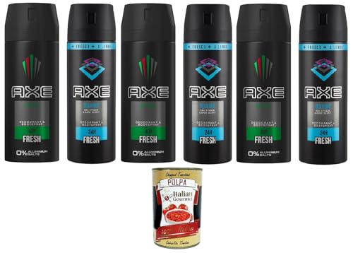 Testpaket AXE 3x Axe Marine Sea Breeze & Sage Scent Deodorant & Bodyspray 150 ml,3x Axe, Original Deodorant Spray Africa 150ml + Italian gourmet polpa 400g