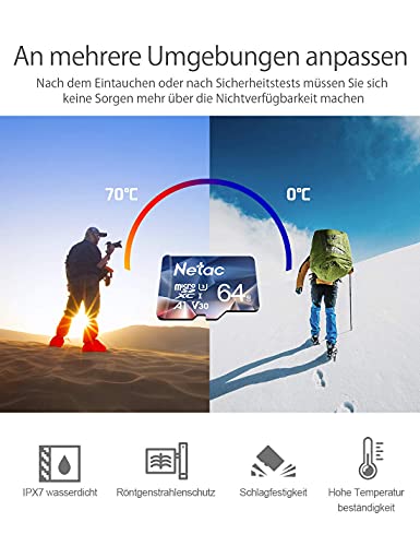 Netac 64GB Speicherkarte,Micro SD Karte(A1, U1, C10, V10, FHD, 600X), TF Memory Card UHS-I bis zu 90/10 MB/s(R/W) für… – Bild 5