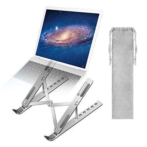 Action Soporte Ordenador Portátil, Ergonómico Ventilado Refrigeración 6 Ángulos Ajustables Soporte Mesa para Portátil Aluminio Ligero Soporte Mesa para Macbook XPS, PC y Otros 10-15.6'' Portatiles